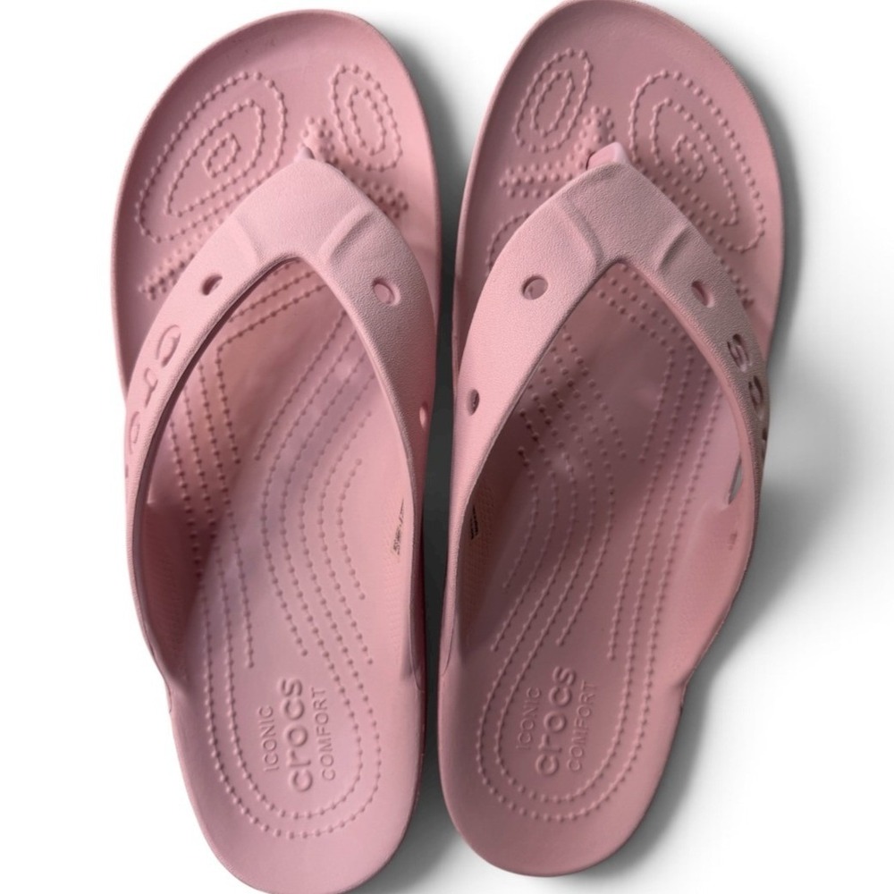 Crocs Iconic Comfort Women Pink Flip Flops Sandals Size 9 Thong Slides Casual